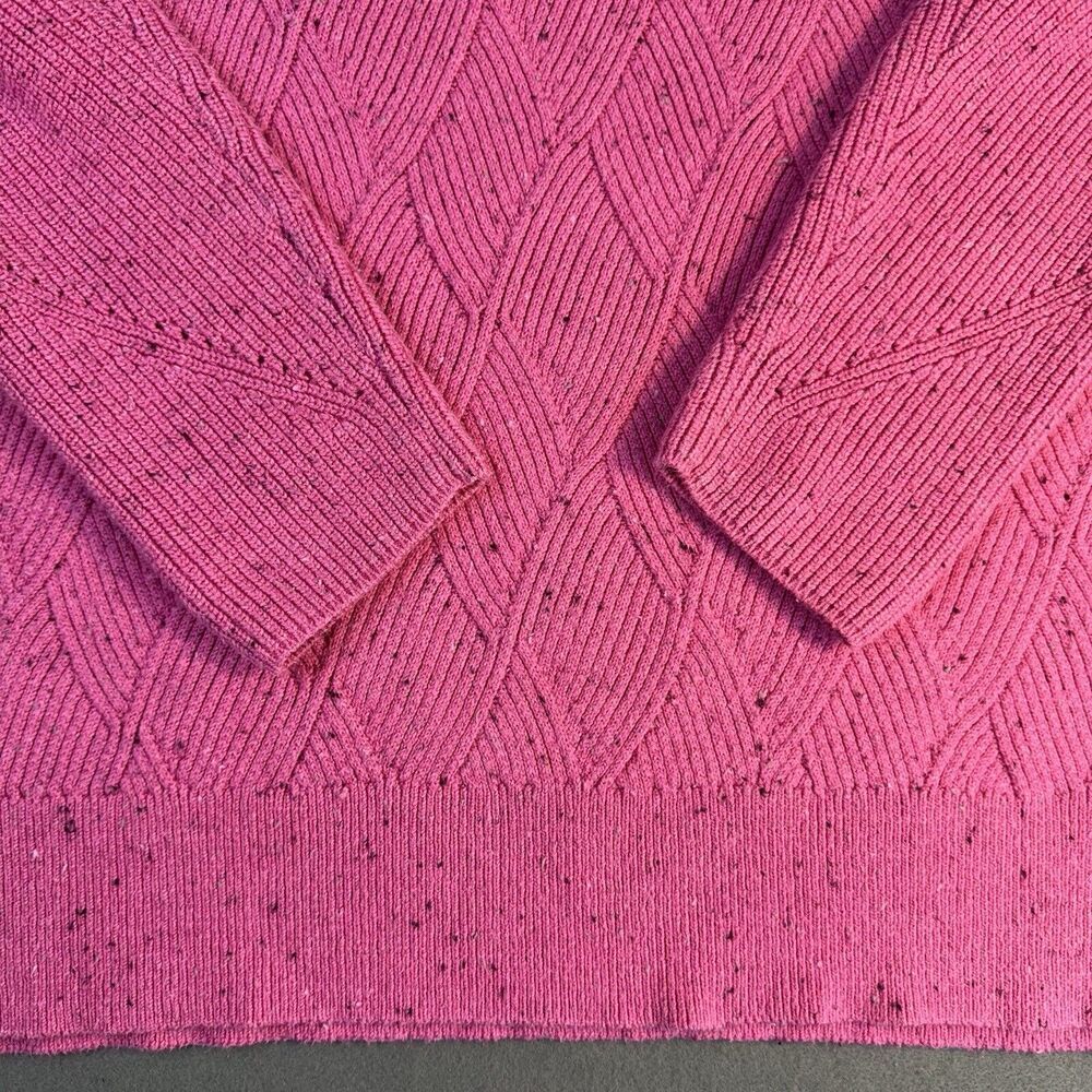TALBOTS Cowl Knit Sweater Sz Large Pink Speckled Knit Cotton Blend Diamond Tweed - Picture 8 of 13